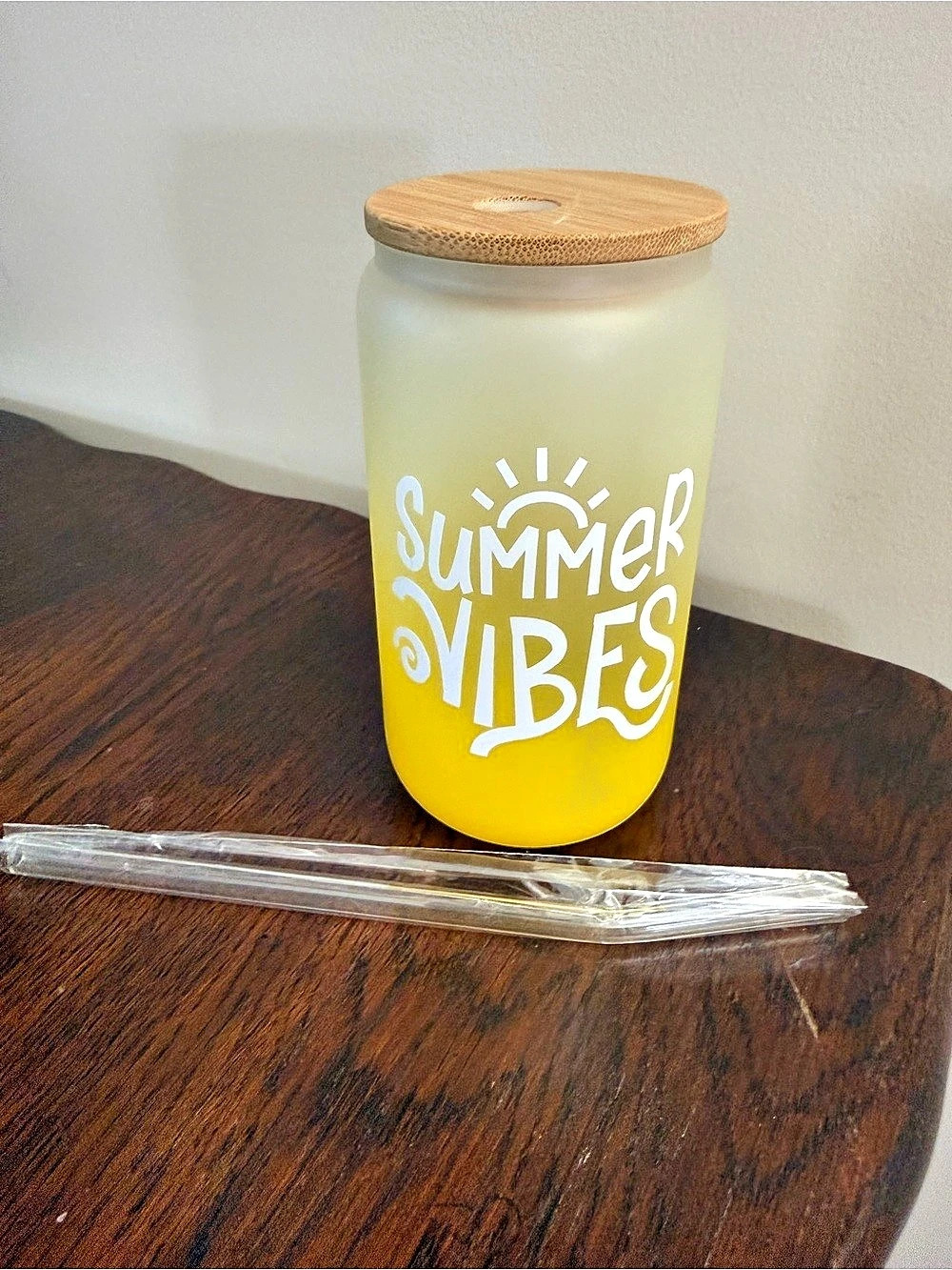 Summer Vibes Tumbler in Yellow & White